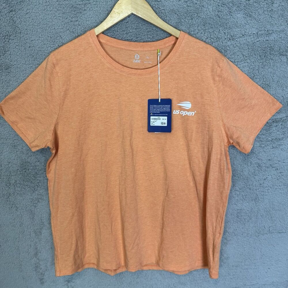 S Tasc Performance Shirt Womens XL Orange Short‎ Sleeve Moisture Wicking US Open